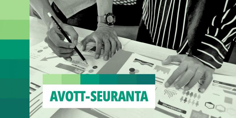 AVOTT-seurannan kuvituskuva, jossa tehdään muistiinpanoja infograafeihin.