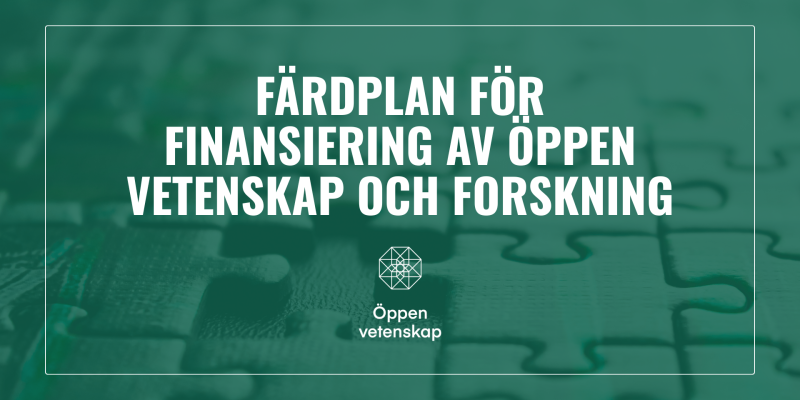 Illustration med text: färdplan för finansiering av öppen vetenskap och forskning.