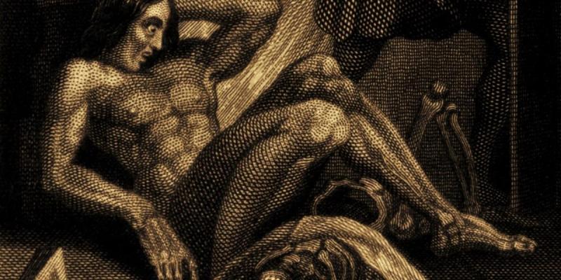 Kuvituskuva Mary Shelleyn teoksesta Frankenstein, or the Modern Prometheus (vuoden 1831 painos)