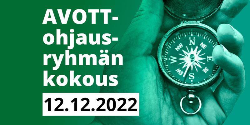 Kuvituskuva, jonka päällä teksti AVOTT-ohjausryhmän kokous 12.12.2022