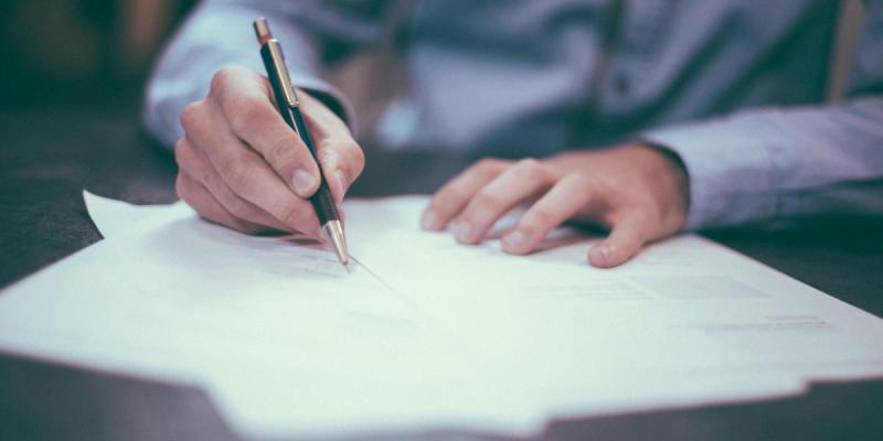 Person writes